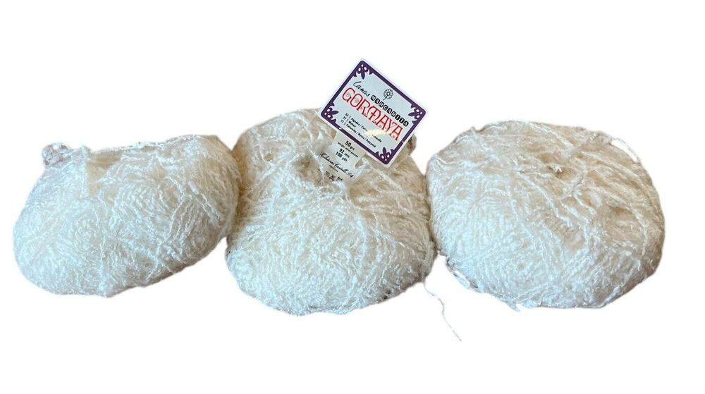 Lana Margarita Cormaya Yarn 3 Skeins White 50 Gr Each Cotton Mohair Nylon